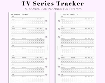 TV Series Tracker Insert Personal Size Printable, Planner insert for Personal size, Printable movie tracker planner insert Personal