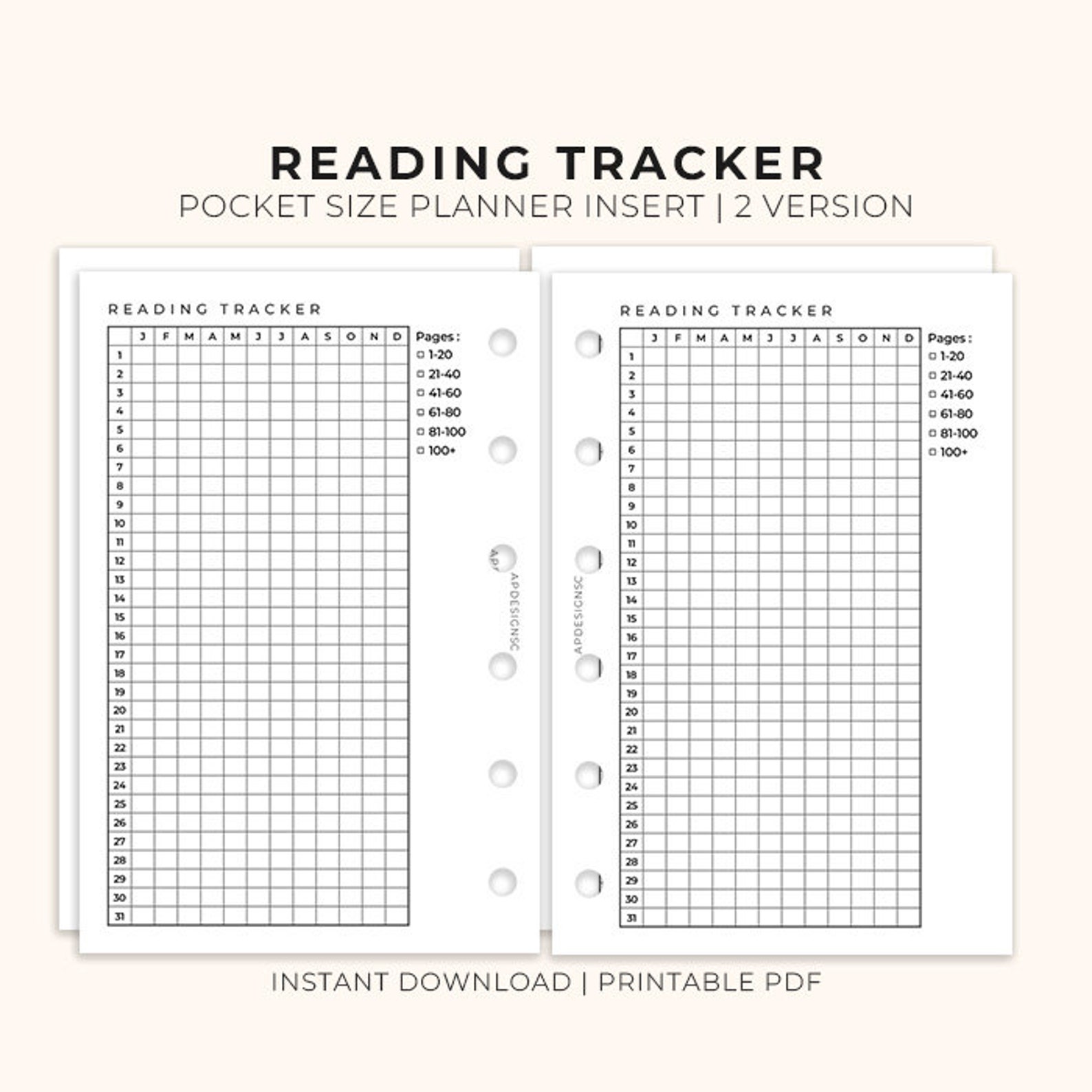 Reading Tracker Insert Pocket Size Printable, Planner Insert for Pocket ...