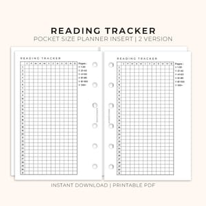 Reading Tracker Insert Pocket Size Printable, Planner insert for Pocket size, Printable reading planner insert, Ring Binder pocket