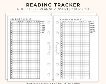 Reading Tracker Insert Pocket Size Printable, Planner insert for Pocket size, Printable reading planner insert, Ring Binder pocket