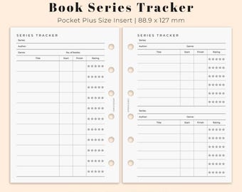 Book Series Tracker Insert Pocket Plus Printable, Planner insert for Pocket XL size, Printable reading tracker insert, Ring Binder PDF