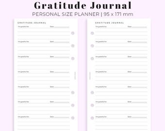 Gratitude Journal Insert Personal Size Printable, Planner insert for Personal size, Printable weekly gratitude insert Personal