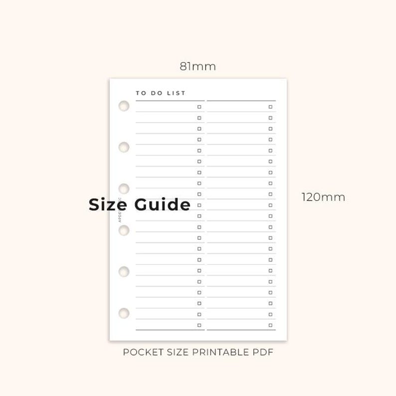 To Do List Insert Pocket Size Printable, Planner Insert for Pocket Size ...