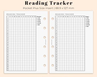 Reading Tracker Insert Pocket Plus Printable, Planner insert for Pocket XL size, Printable yearly reading tracker insert, Ring Binder PDF