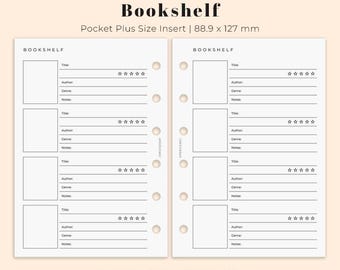 Books tracker Insert Pocket Plus Printable, Planner insert for Pocket XL size, Reading Planner insert tracker insert, Ring Binder PDF
