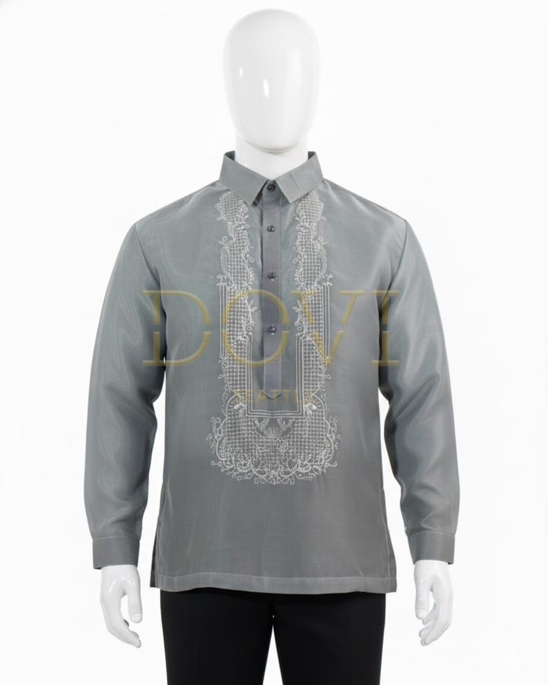 Grey Tagalog Sophisticated Gray Ombre Barong Tagalog - Modern Filipino Formal Wear ...