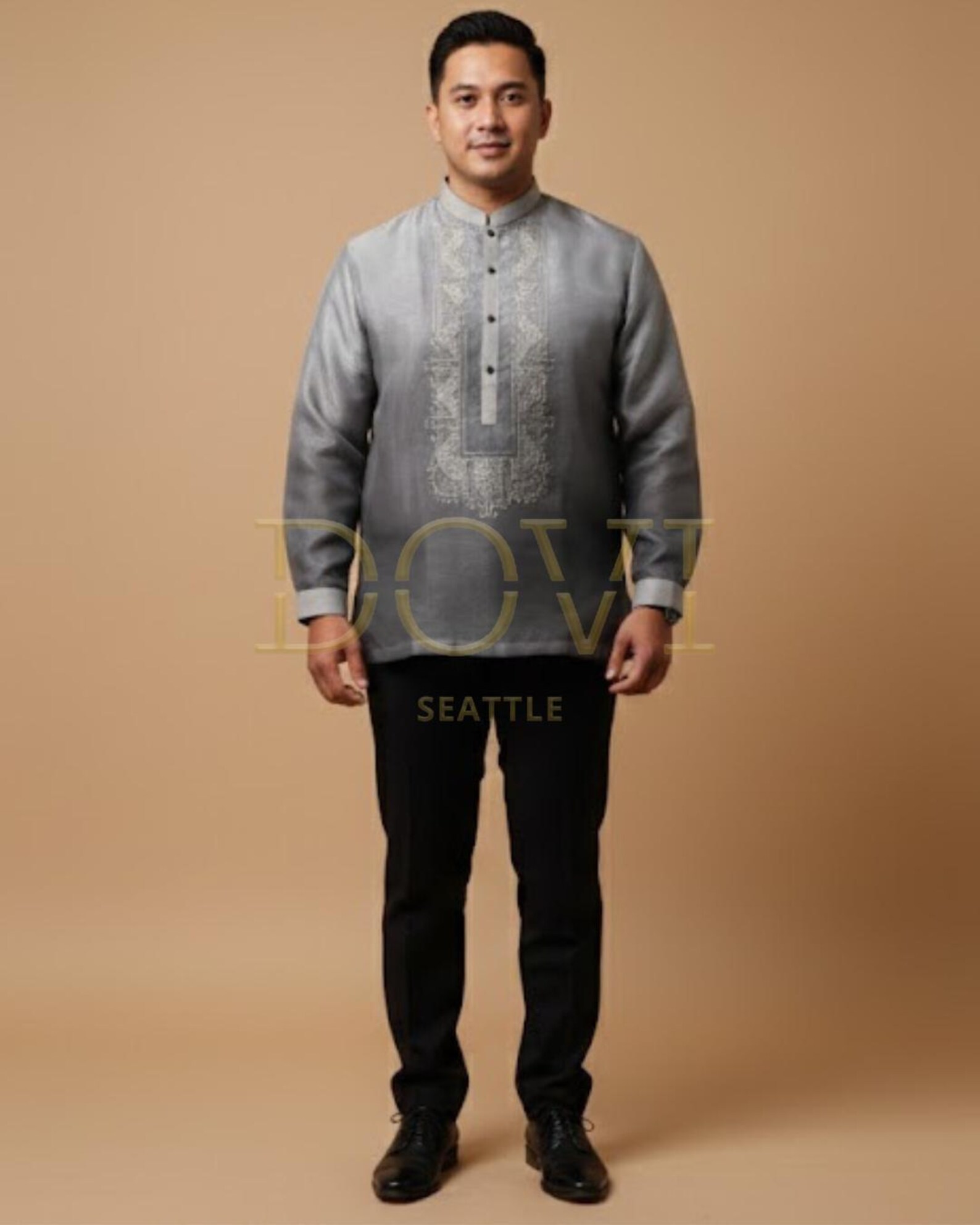 Grey Tagalog Sophisticated Gray Ombre Barong Tagalog - Modern Filipino Formal Wear ...