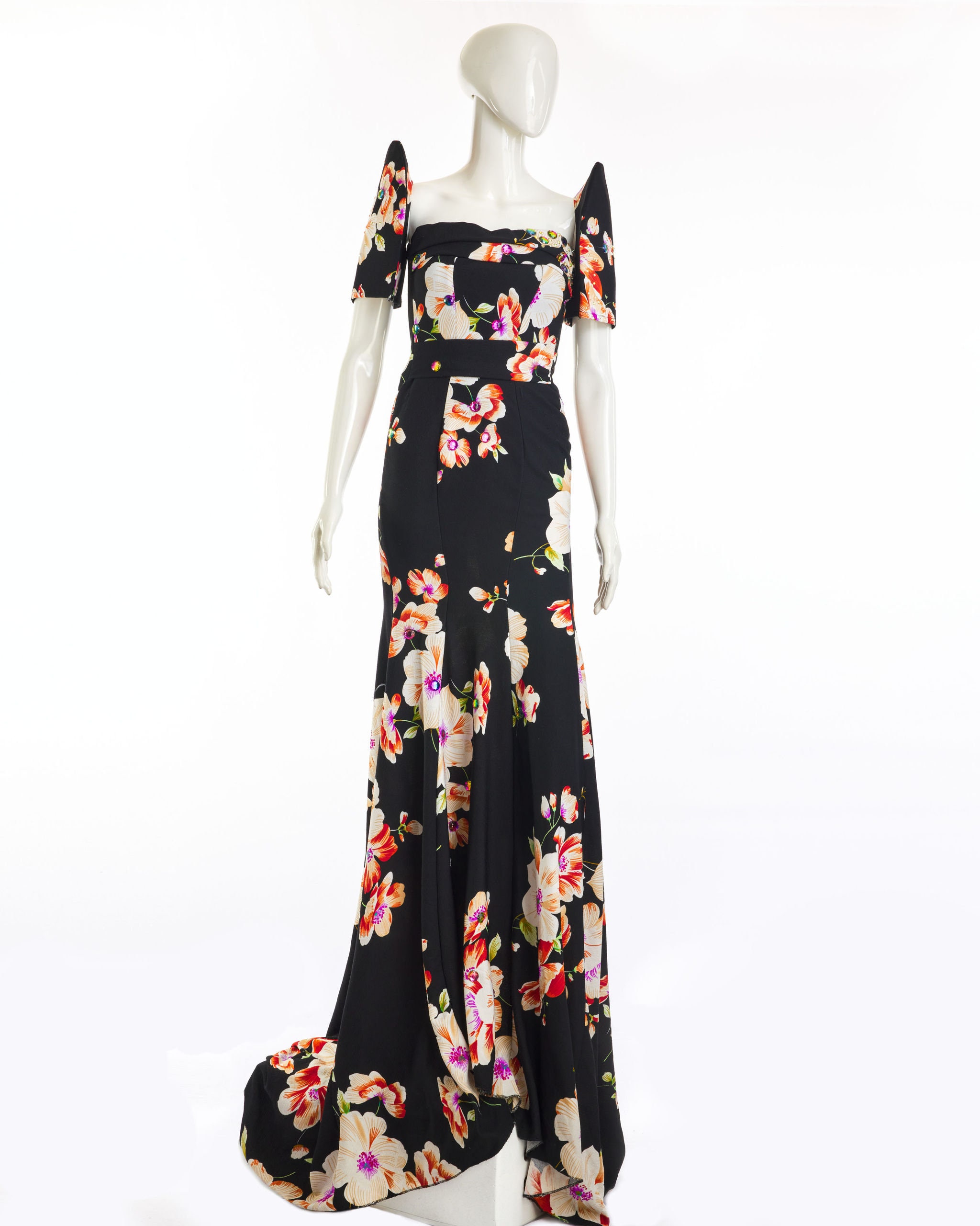 Black Floral Mermaid Filipiniana Dress Etsy