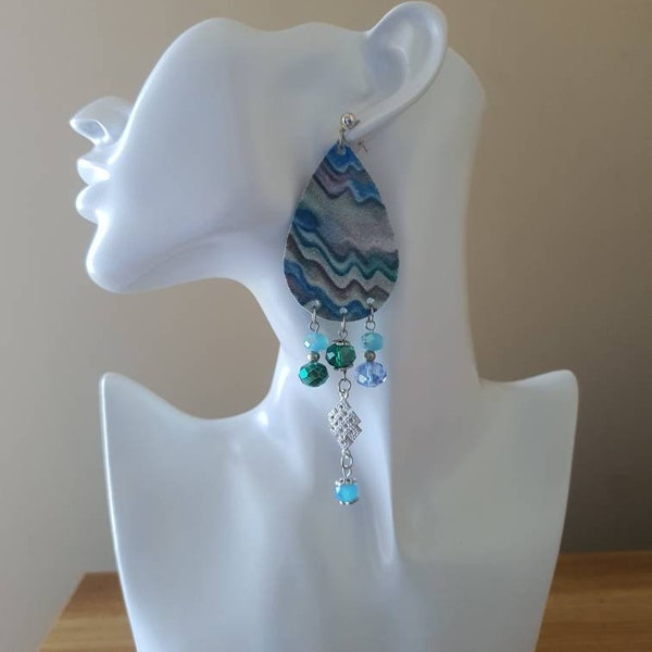 Sparkly blue and green earrings