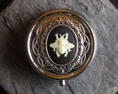 Bee pill box container, silver bumble bee pill box, bridesmaid gift, holiday gift idea, unique Christmas gift, gift for her, bridesmaid gift