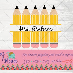 Teacher Monogram Pencils SVG; Cricut Cut files; SVG; Shirt SVG