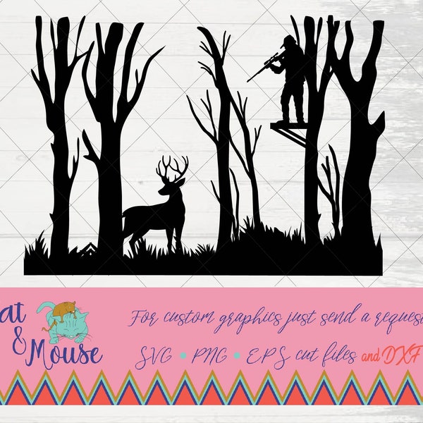 deer in woods hunting rifle SVG; Cricut Cut files; SVG; Shirt SVG