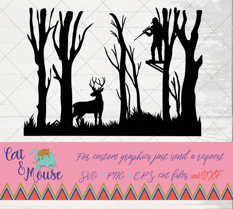 deer in woods hunting rifle SVG Cricut Cut files SVG Shirt SVG image 1