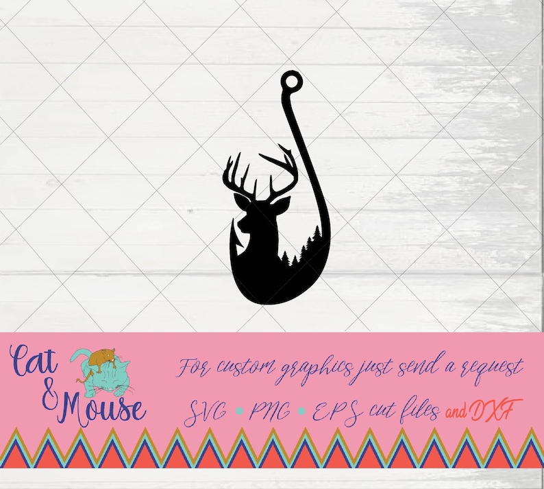 Download Hunting deer and fishing hook and antlers SVG Cricut Cut ...