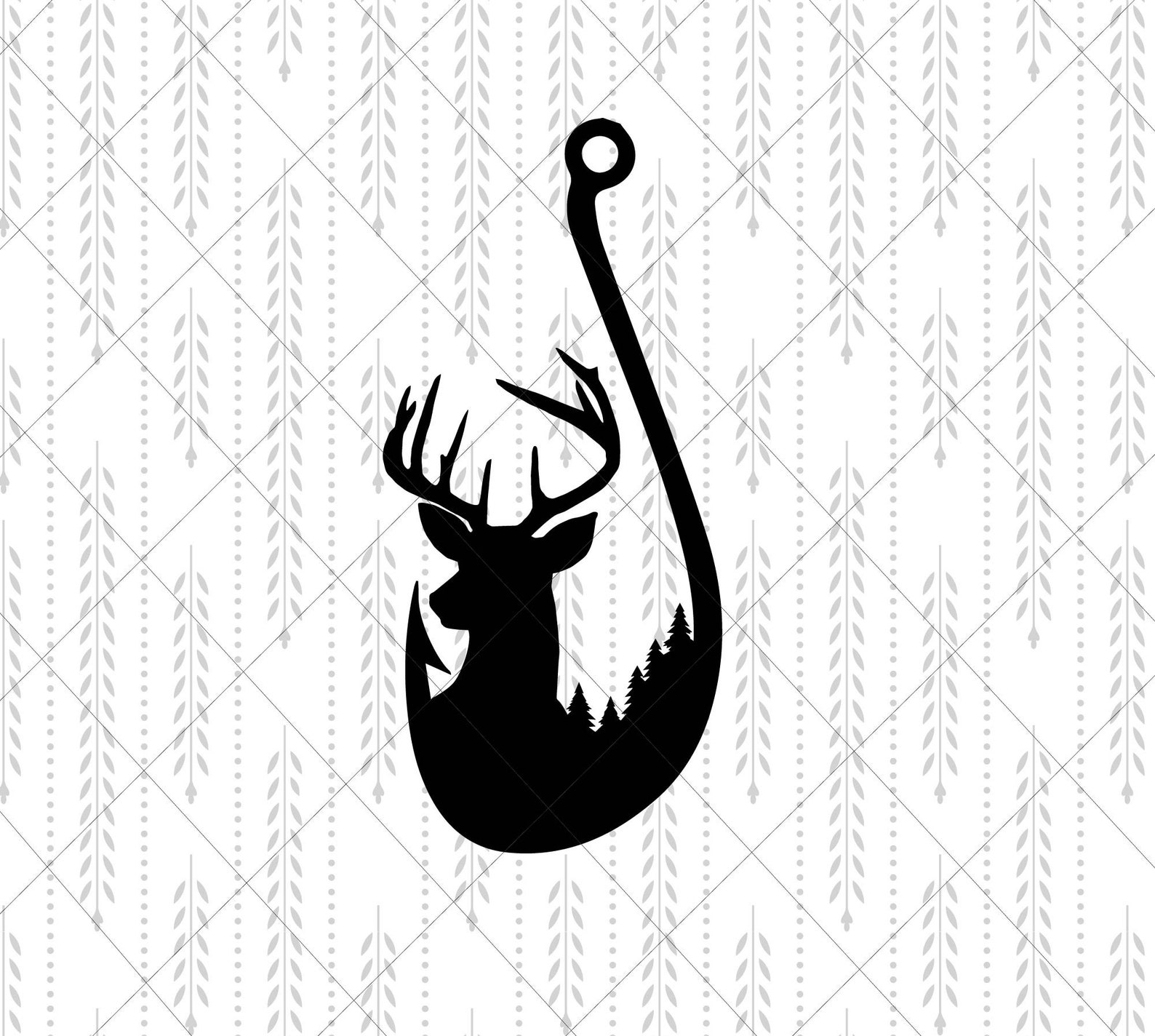 Hunting Deer and Fishing Hook and Antlers SVG Cricut Cut Etsy