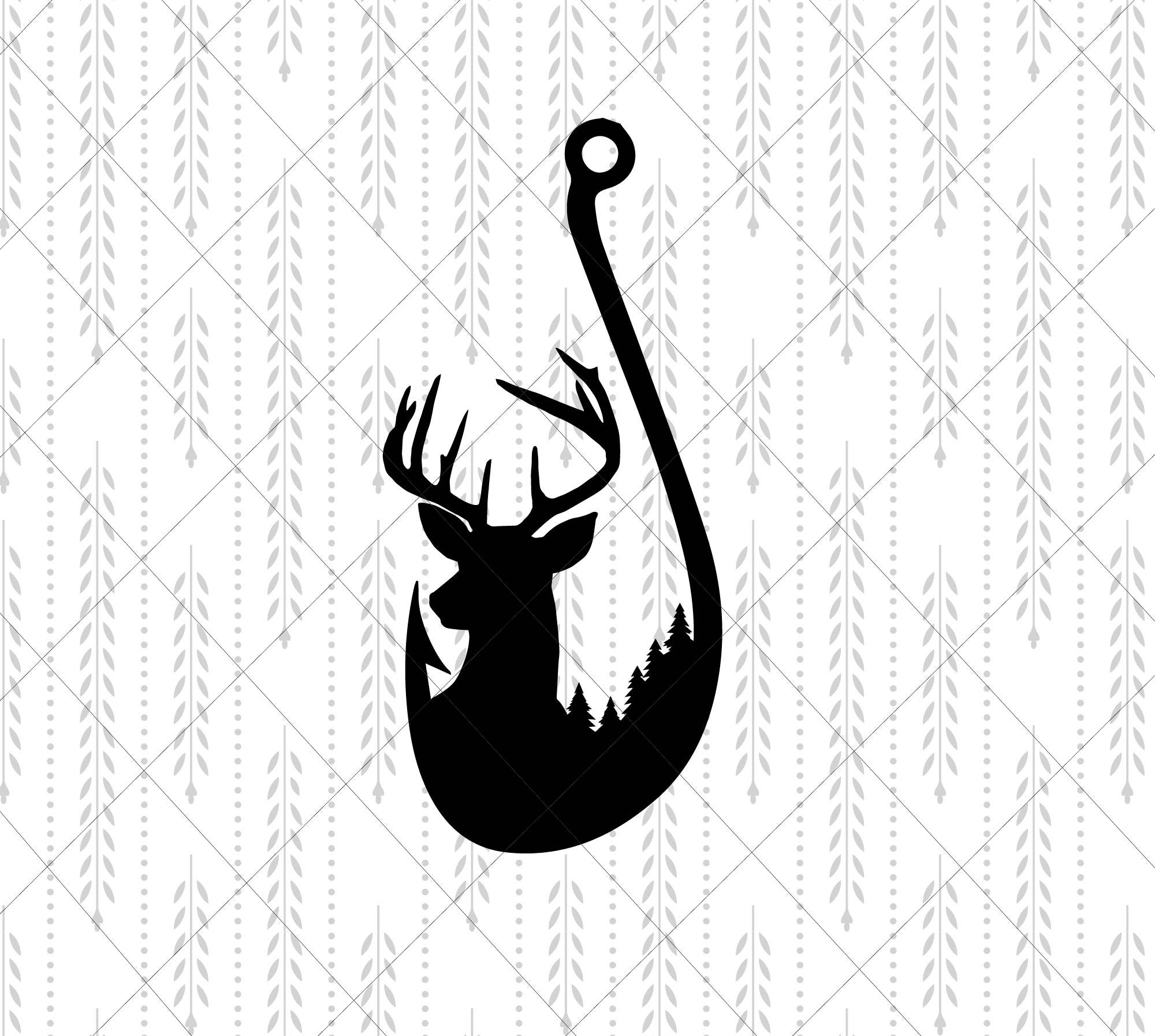 Hunting Deer and Fishing Hook and Antlers SVG Cricut Cut Etsy