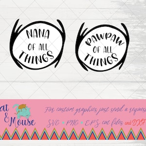Sache 1 und Sache 2 Dr. Seuss &quot;&quot;Nana and Pawpaw&quot;&quot; SVG; Cricut-Schnitt-Dateien; 300 dpi; Shirt SVG