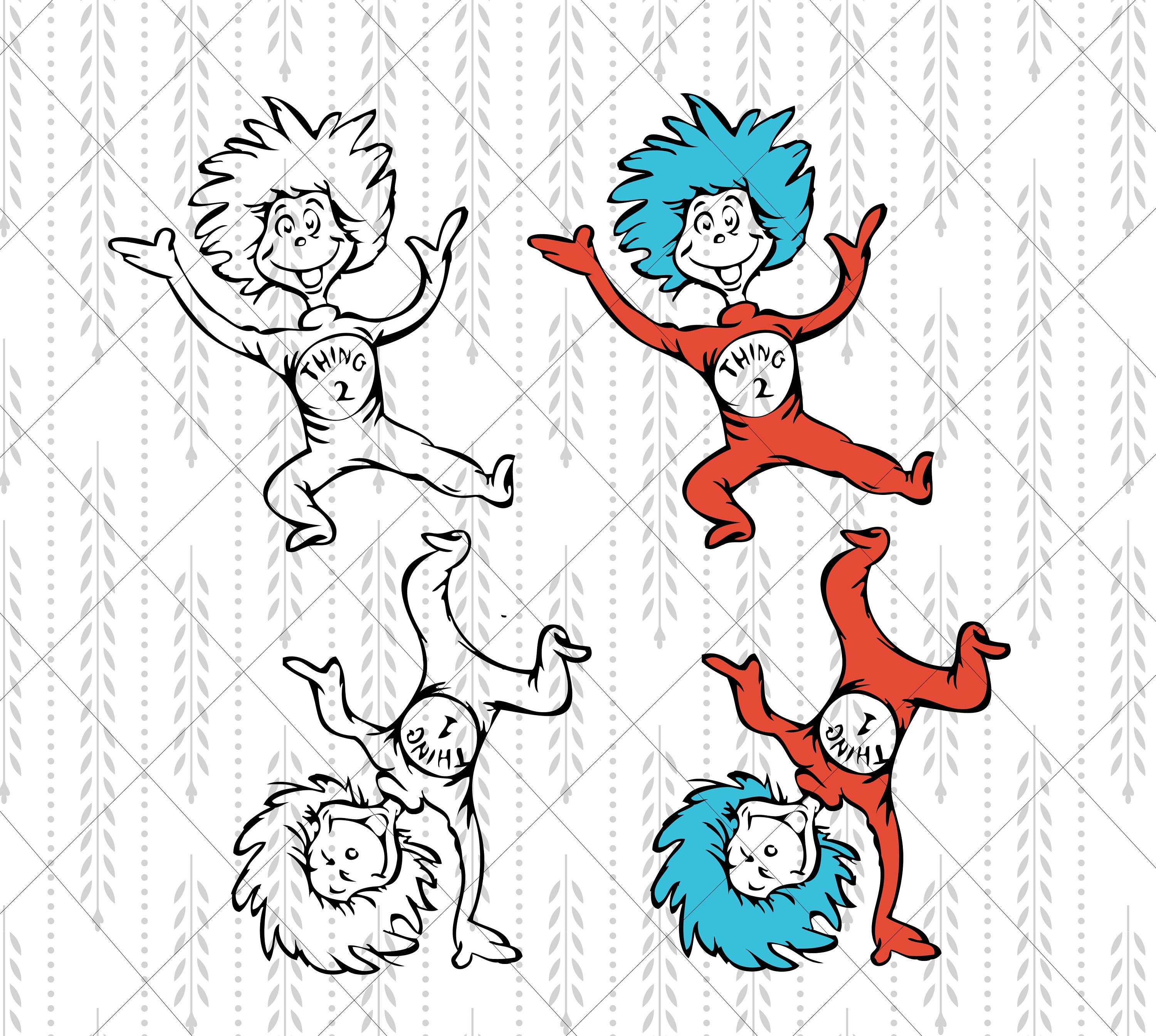 Thing 1 and Thing 2 Dr. Seuss SVG Cricut Cut Files SVG Etsy Australia