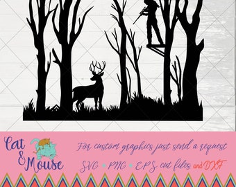 deer in woods hunting rifle woman SVG; Cricut Cut files; SVG; Shirt SVG; clipart