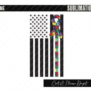 Autism awareness flag PNG Sublimation; clipart
