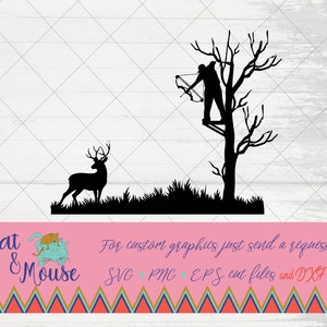 ciervo en el bosque cazando arco SVG; Archivos Cricut Cut; SVG; Camisa SVG; clipart