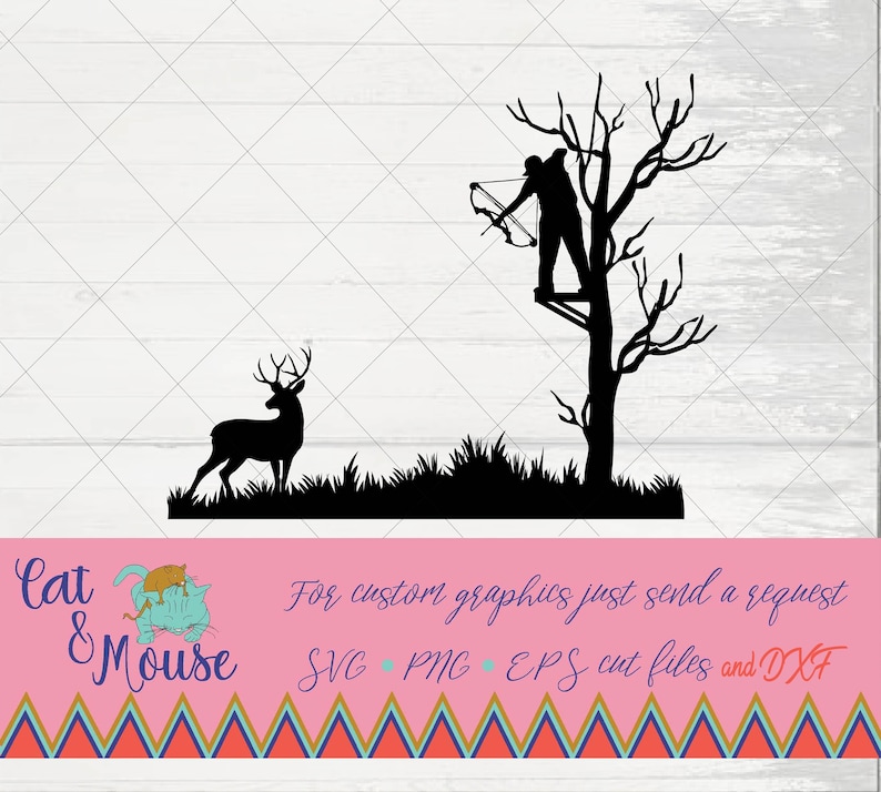 deer in woods hunting bow SVG Cricut Cut files SVG Shirt SVG image 1