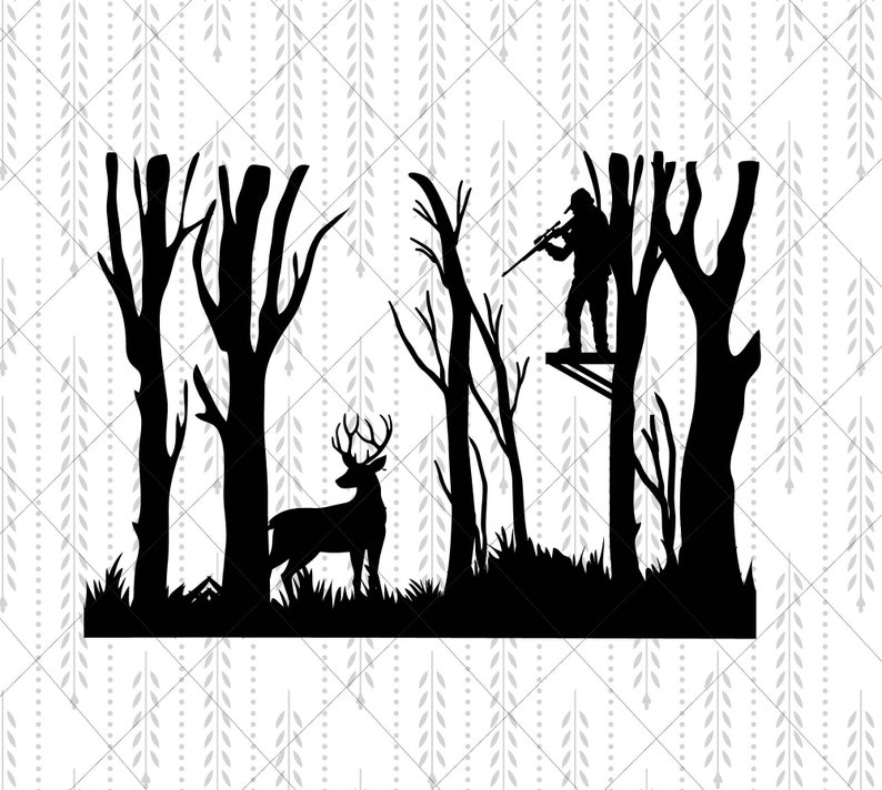 deer in woods hunting rifle SVG Cricut Cut files SVG Shirt SVG image 2