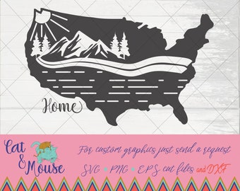 America Home, mountains, lakes, road trips SVG; Cricut Cut files; SVG; Shirt SVG