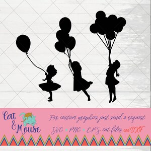 Mädchen mit Luftballons SVG; Cricut-Schnitt-Dateien; 300 dpi; Shirt SVG; -clipart