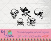 Skulls Bundle, halloween SVG; Cricut Cut files; SVG; Shirt SVG