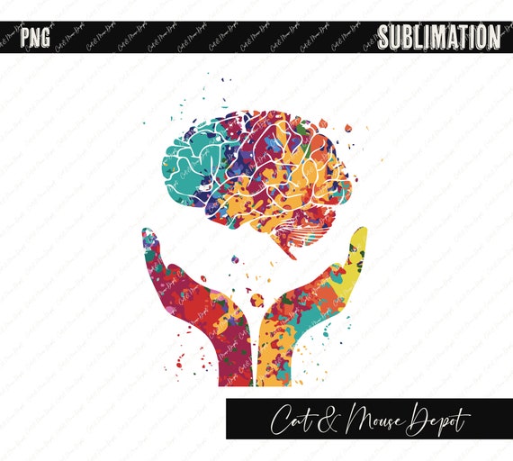 Brain Hands Color Splatter Mental Health Sublimation Png File - Etsy