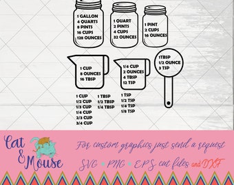 Kitchen measurement cheat sheet, kitchen conversion chart, cabinet decal for kitchen SVG; Cricut Cut files; SVG; Shirt svg; clipart