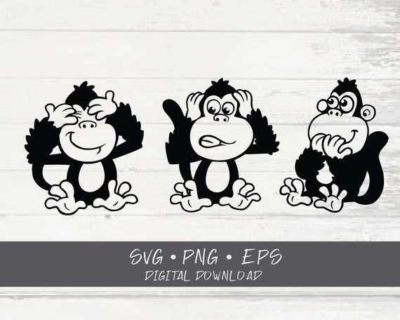 Hear No Evil See No Evil Speak No Evil Monkeys SVG Cricut - Etsy
