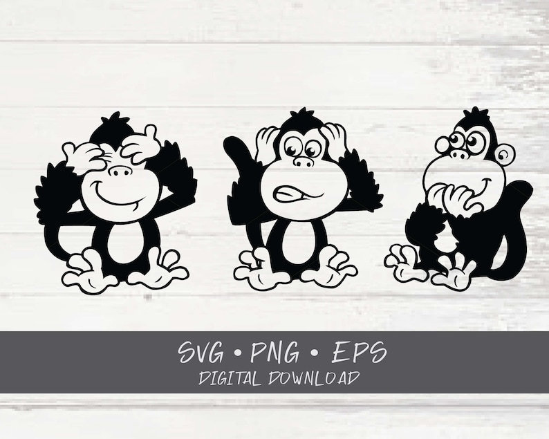 Hear no evil see no evil speak no evil monkeys SVG Cricut  Etsy