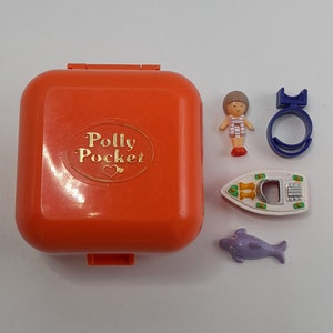Vintage Polly Pocket 1991 Little Lulu&#39;s Speedboot Ring en Ring Case Bluebird Toys compleet