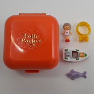 Vintage Polly Pocket 1991 Little Lulu&#39;s Speedboot Ring en Ring Case Bluebird Toys