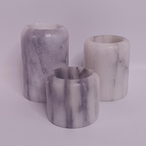 Vintage Stone Italian Marble Tealight Candle Holders Set of 3 Simplistic Decor