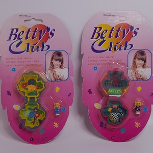 Vintage jaren 90 Betty&#39;s club tuin compacte ketting Polly Pocket stijl speelset em blister original verpakking
