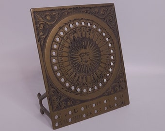 Vintage zon eeuwige kalender van messing metaal jaren 1970 bureau decor hemelse wicca heks natuur universum cadeau