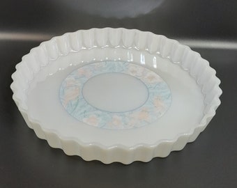 Vintage Franse jaren 1970 Arcuisine Pastel Melkglas Tortenform Quiche Dish