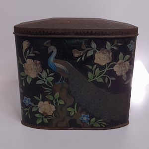 Vintage Peacock Tin Thornes Premier Toffee Leeds, Inghilterra Decorazione per cucina di campagna
