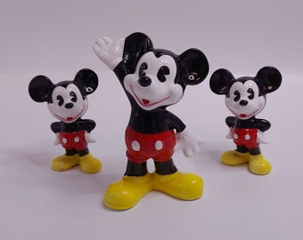 Vintage Mickey Mouse Japanese Ceramic Figurines 1970's Disney Waving Mickey Mouse  Statues