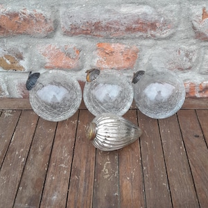 Vintage Kugel Duitse glazen ornamenten grote crackle glazen heksenballen dik glazen kerstornamenten set van 4