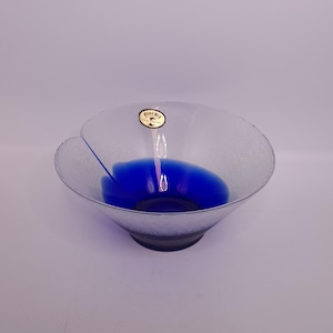 Vintage tschechoslovakische Glasvase Midcentury Crystalex Kobaltblaue Glasvase mit Originalem Aufkleber handgefertigt