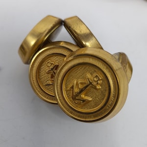 Vintage französische Militärmarine Knöpfe Set mit 45 Messing nautischen Anker Knöpfen