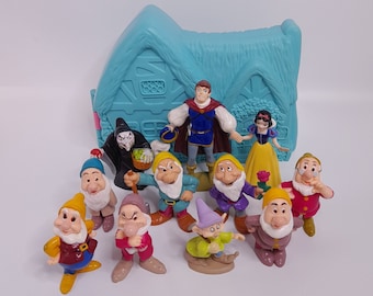 Vintage Disney's Sneeuwwitje en de zeven dwergen Once Upon A Time speelset met 11 karakters complete set Mattel 1993