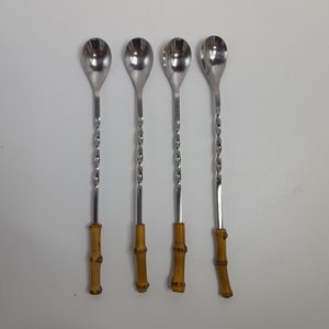 Bamboo cocktail icecream spoons tiki bar hogo chique set of 4