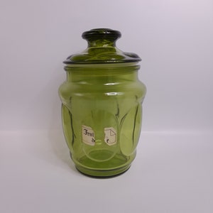 Vintage LE Smith Bubble Glass 1970&#39;s Retro Glass Canister Storage Jar Apothecary Jar