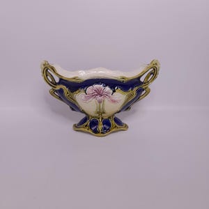 Vintage French Art Nouveau Majolica Ceramic Jardinière Vase Cache Pot