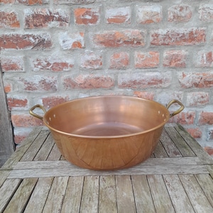 Vintage French Copper Jam Making Pot Large Copper Wash Basin Pot Jardinière Cottage Decor